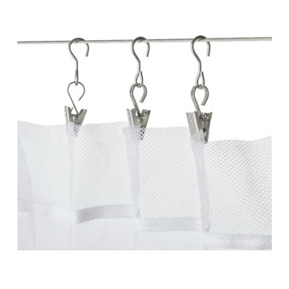 IKEA RIKTIG Drapery Clips & Hooks (24 Pack) – Stainless Steel – New
